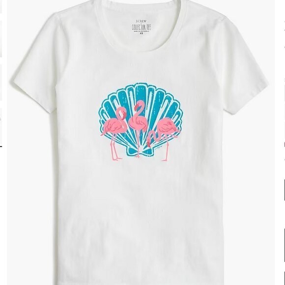 J. Crew Flamingos Cotton Graphic Collector's Tee, Medium - Picture 4 of 6